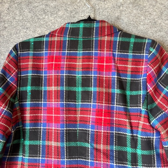 Talbots Red Plaid Wool Blend Blazer Holiday Tartan Jacket Petite 4P - Picture 8 of 16